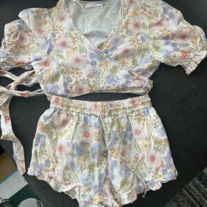 Harni Luna Wrap Top Aloura Floral and Short set
